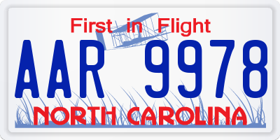 NC license plate AAR9978