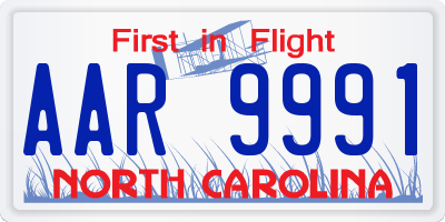 NC license plate AAR9991