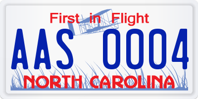 NC license plate AAS0004