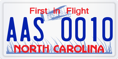 NC license plate AAS0010
