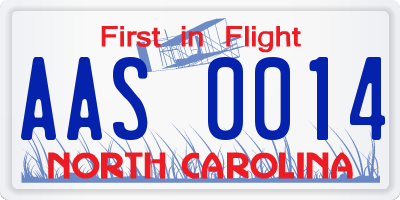NC license plate AAS0014