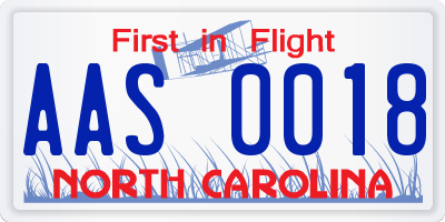 NC license plate AAS0018