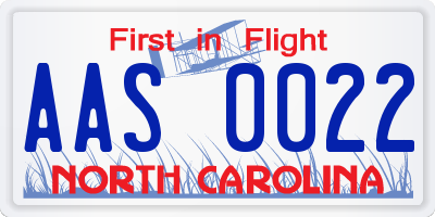 NC license plate AAS0022