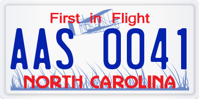NC license plate AAS0041