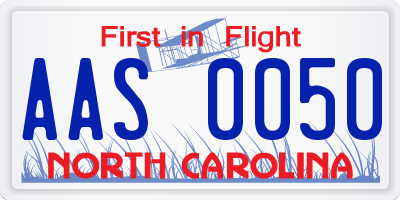 NC license plate AAS0050