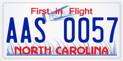 NC license plate AAS0057