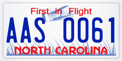 NC license plate AAS0061