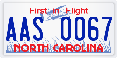 NC license plate AAS0067