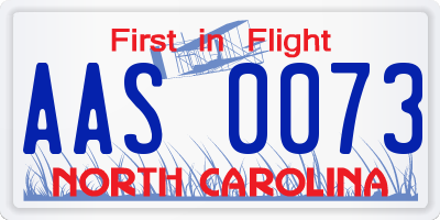 NC license plate AAS0073