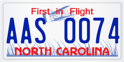 NC license plate AAS0074