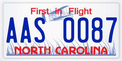 NC license plate AAS0087