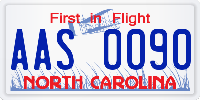 NC license plate AAS0090