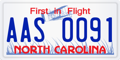 NC license plate AAS0091