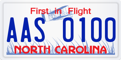 NC license plate AAS0100
