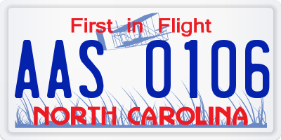 NC license plate AAS0106