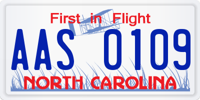 NC license plate AAS0109