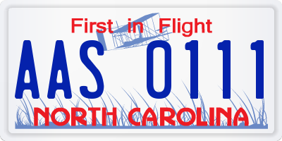 NC license plate AAS0111