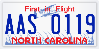 NC license plate AAS0119