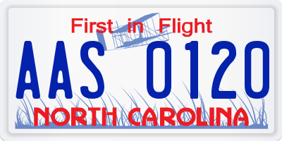 NC license plate AAS0120