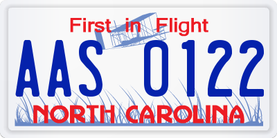 NC license plate AAS0122