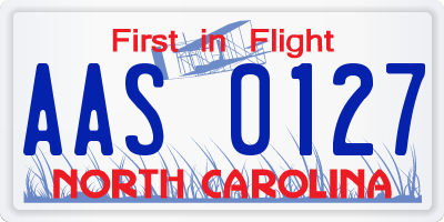 NC license plate AAS0127