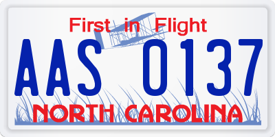 NC license plate AAS0137