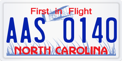 NC license plate AAS0140