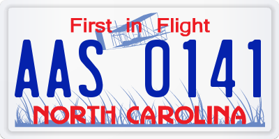 NC license plate AAS0141
