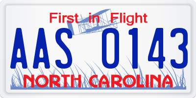 NC license plate AAS0143
