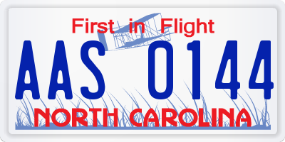 NC license plate AAS0144