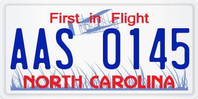 NC license plate AAS0145