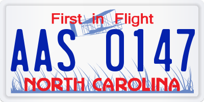 NC license plate AAS0147
