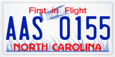 NC license plate AAS0155