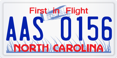NC license plate AAS0156
