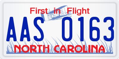 NC license plate AAS0163