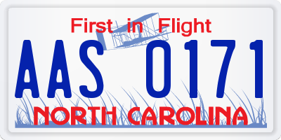 NC license plate AAS0171