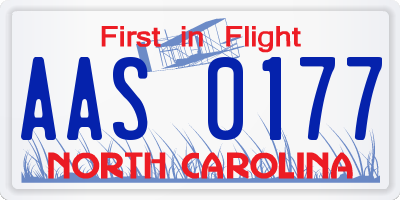 NC license plate AAS0177