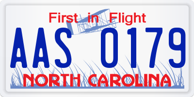 NC license plate AAS0179