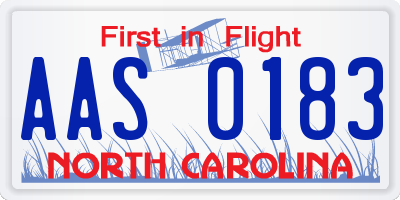 NC license plate AAS0183