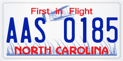 NC license plate AAS0185