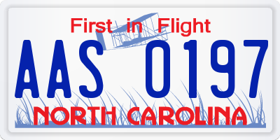 NC license plate AAS0197
