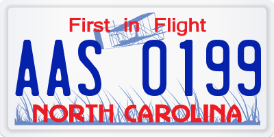 NC license plate AAS0199