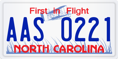 NC license plate AAS0221