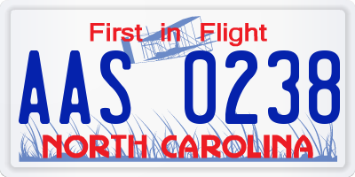 NC license plate AAS0238
