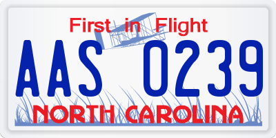 NC license plate AAS0239