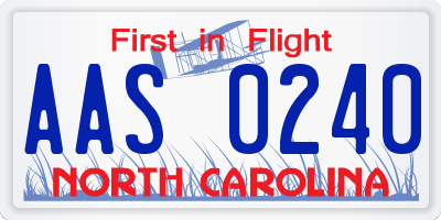 NC license plate AAS0240
