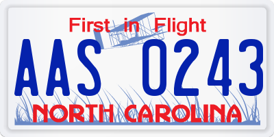 NC license plate AAS0243