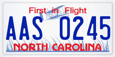 NC license plate AAS0245