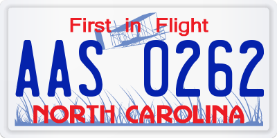 NC license plate AAS0262