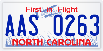 NC license plate AAS0263